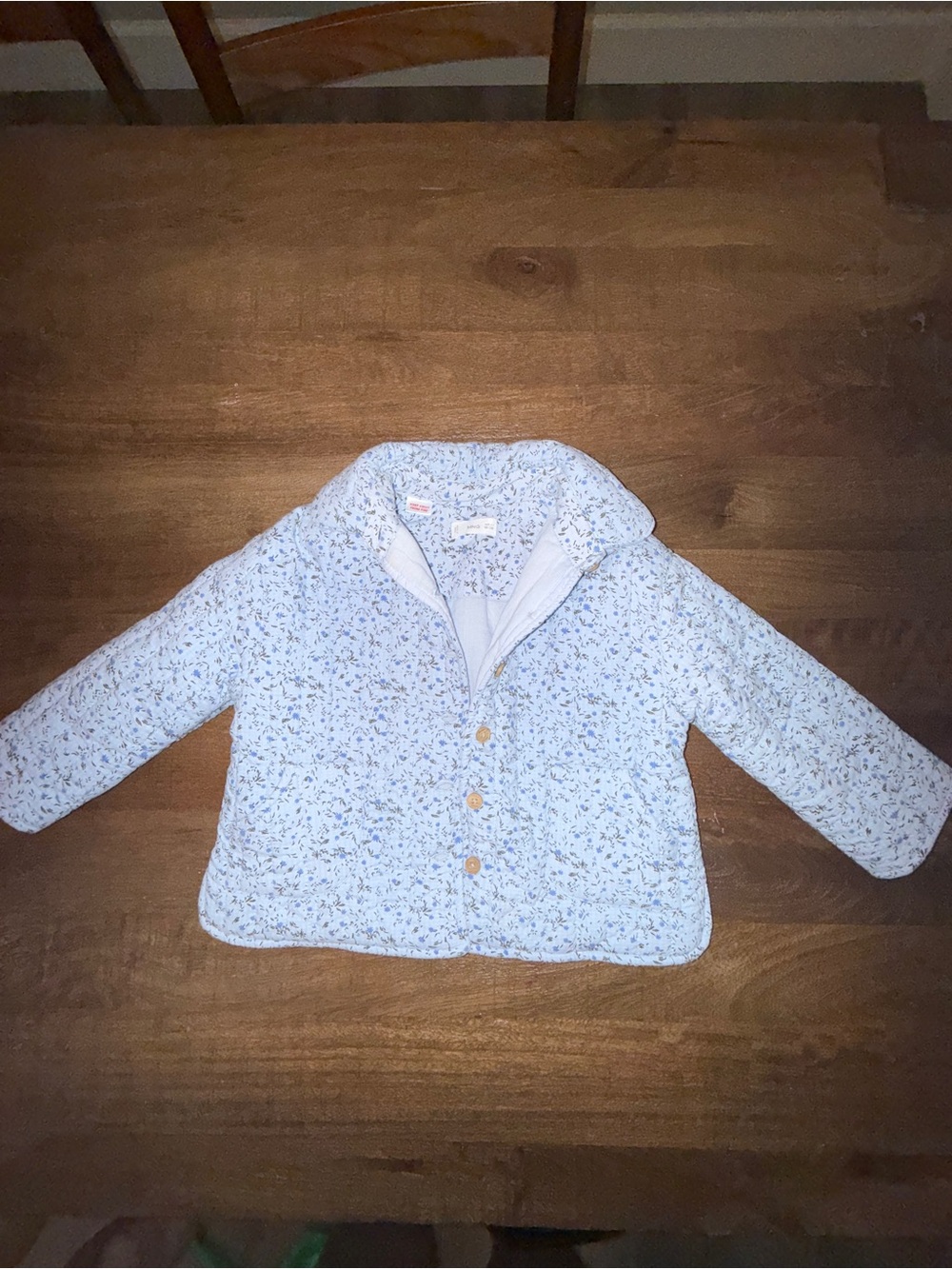 Mango Light Blue Floral Top with Navy Accents